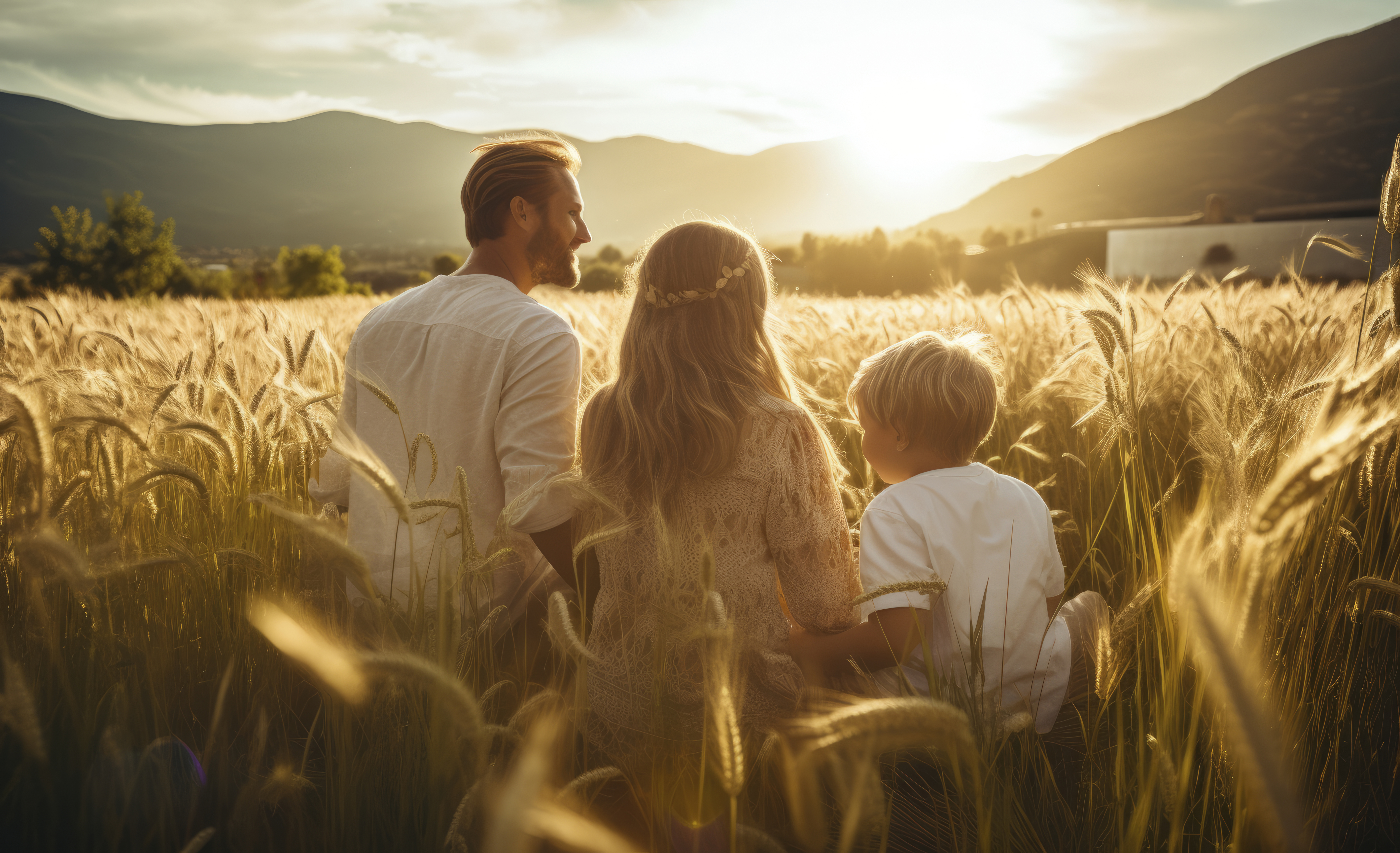 affectionate-relationship-family-field-sunset