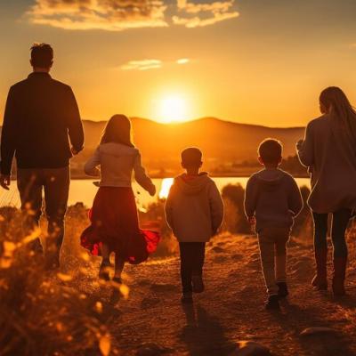 joyful-family-enjoying-sunset-run-outdoor